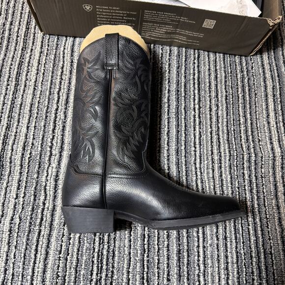 ARIAT Heritage Western R-Toe Black Deertan Leather Boots 10002218 Mens 9D main image 5